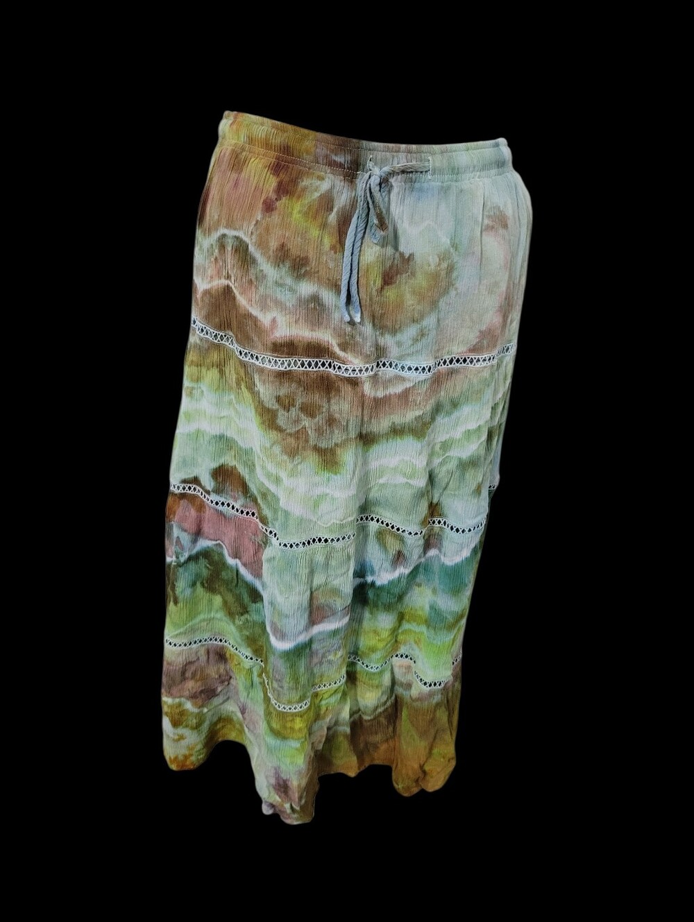 Tie Dye Maxi Midi Skirt Boho Goblincore Grunge Whimsy Cottagecore Large